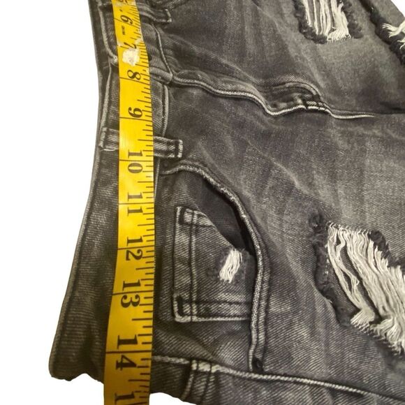 PacSun Mom Short Distressed High Waisted Gray Black Wash All Cotton Y2K Festival - Picture 11 of 14